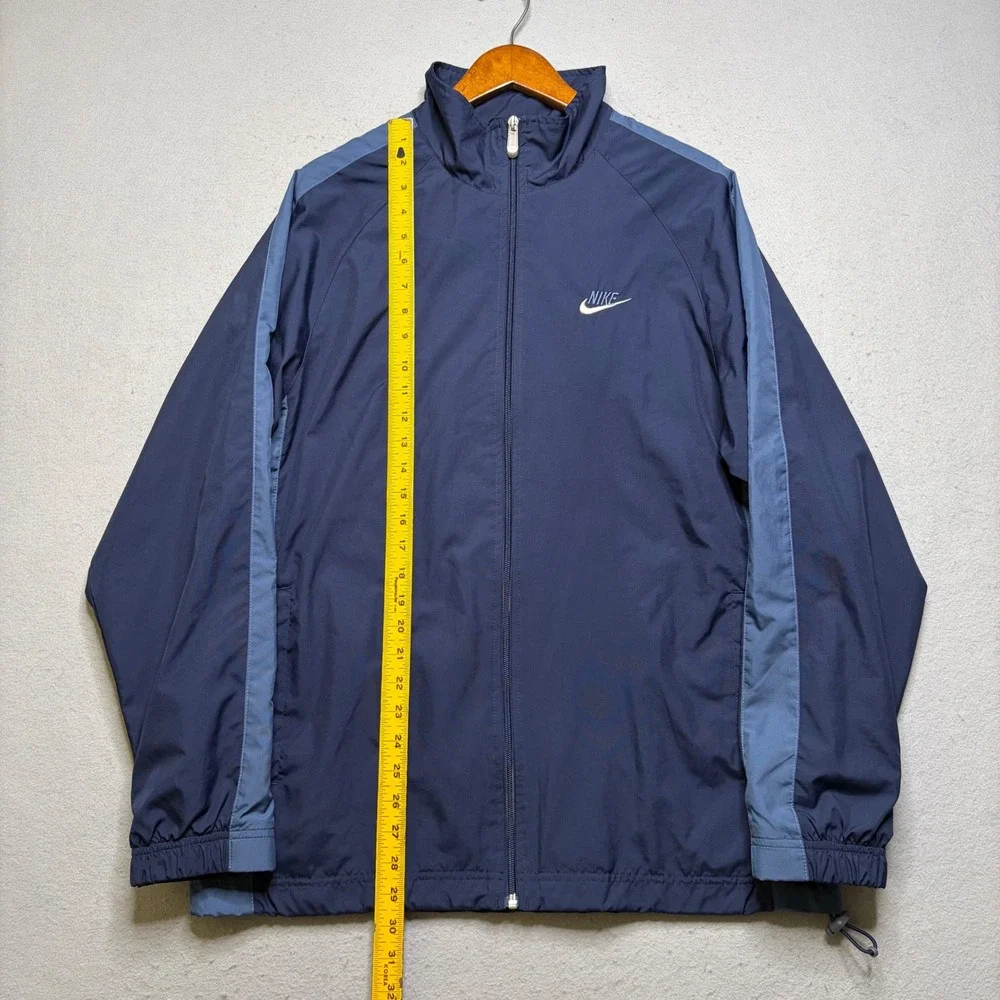 Nike Track Jacket Mens M Navy Blue Vintage 90s Windbreaker Full Zip Futura Logo